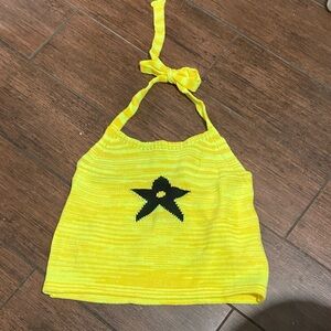 Yellow Star Knit Crop Top